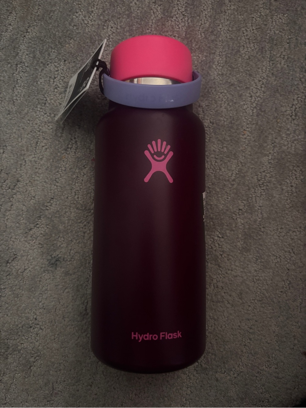 Hydro Flask Plum Bottle with Pink Lid and Lavender Handle